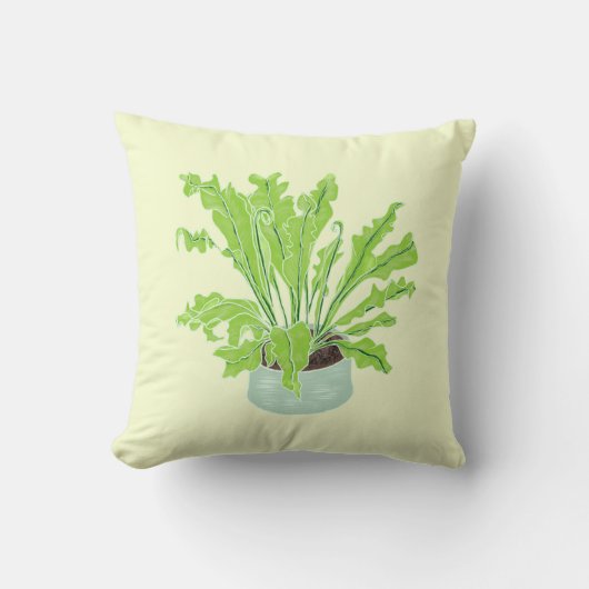 Asplenium Bird's nest fern – 黄色のスケッチ。 クッション (正面)