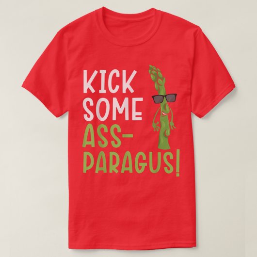 Ass-Paragus Asparagus Vegetariを蹴る Tシャツ (デザイン正面)