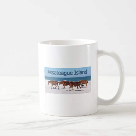 Assateagueの島(ビーチのロゴの子馬) コーヒーマグカップ (右)