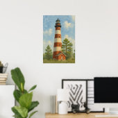 Assateague Lighthouse Watercolor ポスター (ホームオフィス)