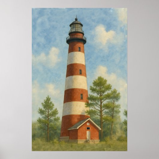 Assateague Lighthouse Watercolor ポスター (正面)