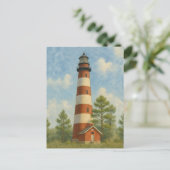 Assateague Lighthouse Watercolor ポストカード (スタンド正面)