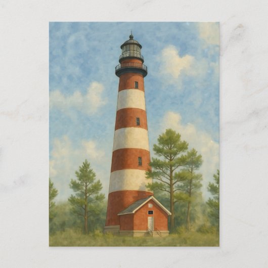 Assateague Lighthouse Watercolor ポストカード (正面)