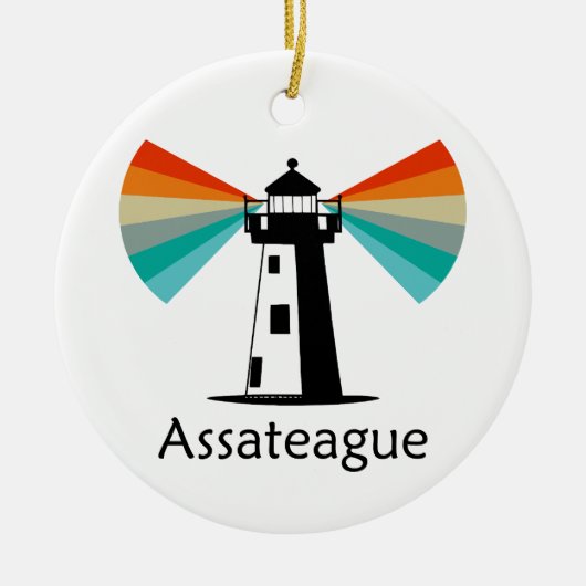 Assateague Virginia Lighthouse Rainbow セラミックオーナメント (正面)