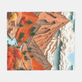 Assemblage 03：オレンジ山脈 フリースブランケット (正面(横))
