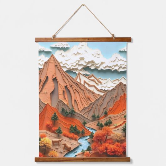 Assemblage 03:オレンジ山脈 吊り下げ型タペストリー (正面)