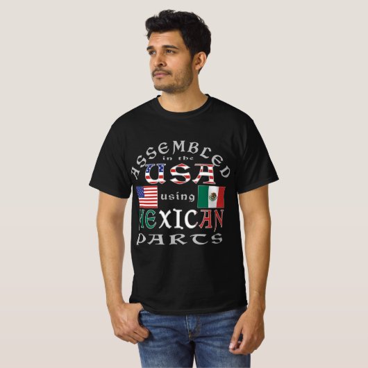 Assembled USA Using Mexican Parts Personalize Men Tシャツ (正面フル)