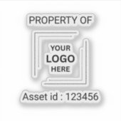 Asset ID Logo | Property of Company Business Stick シール (正面)