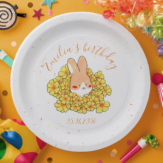 Assiette carton personnalisé anniversaire Lapin ペーパープレート