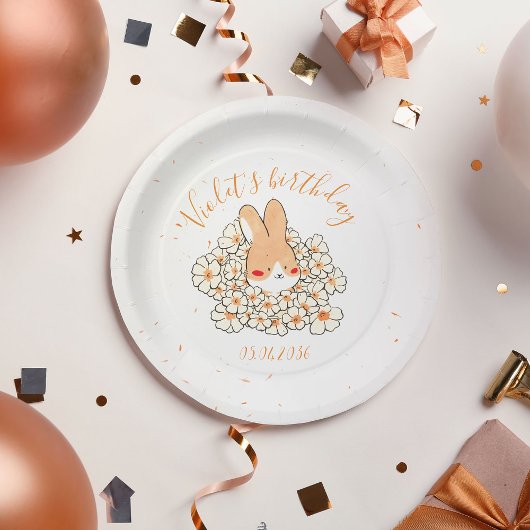 Assiette carton personnalisé anniversaire Lapin ペーパープレート
