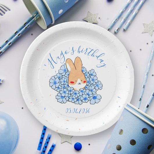 Assiette carton personnalisé anniversaire Lapin ペーパープレート