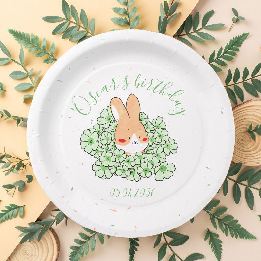 Assiette carton personnalisé anniversaire Lapin ペーパープレート