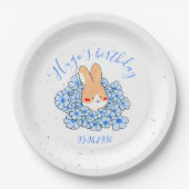 Assiette carton personnalisé anniversaire Lapin ペーパープレート (正面)