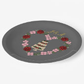 Assiette décorative grise pour gâteau avec cœur ペーパープレート (アングル)