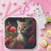 Assiette en carton chat fleur ペーパープレート (パーティー)