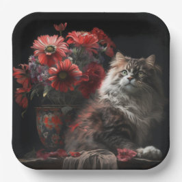 Assiette en carton chat fleur ペーパープレート