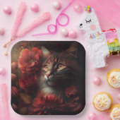 Assiette en carton chat fleur ペーパープレート (パーティー)