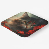 Assiette en carton chat fleur ペーパープレート (傾斜あり)