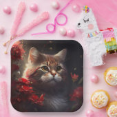 Assiette en carton chat fleur ペーパープレート (パーティー)