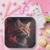 Assiette en carton chat fleur ペーパープレート (パーティー)
