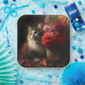 Assiette en carton chat fleur ペーパープレート (パーティー)