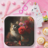 Assiette en carton chat fleur ペーパープレート (パーティー)