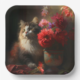 Assiette en carton chat fleur ペーパープレート