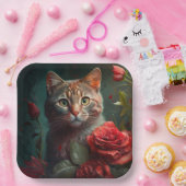 Assiette en carton chat fleur ペーパープレート (パーティー)