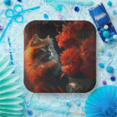 Assiette en carton chat fleur ペーパープレート (パーティー)