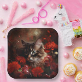 Assiette en carton chat fleur ペーパープレート (パーティー)