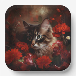 Assiette en carton chat fleur ペーパープレート