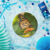 assiette en carton photo papillon sur une fleur ペーパープレート (パーティー)