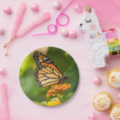 assiette en carton photo papillon sur une fleur ペーパープレート (パーティー)