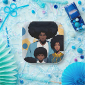 Assiette en carton Portrait Famille coupes Afro  ペーパープレート (パーティー)