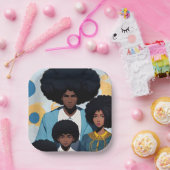 Assiette en carton Portrait Famille coupes Afro  ペーパープレート (パーティー)