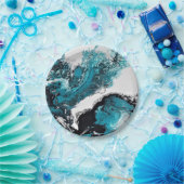 Assiette en papier. Motif abstrait vagues d'océan. ペーパープレート (パーティー)