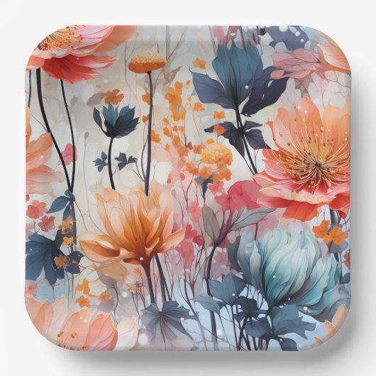 Assiettes en carton Blooming Charm ペーパープレート (正面)