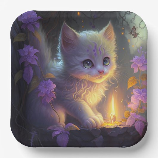 Assiettes en carton chat Fleur ペーパープレート (正面)