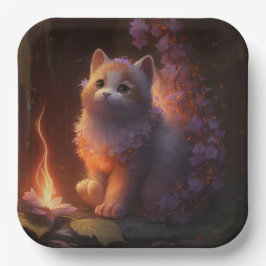 Assiettes en carton chat Fleur ペーパープレート