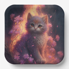 Assiettes en carton chat Fleur ペーパープレート