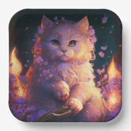Assiettes en carton chat Fleur ペーパープレート