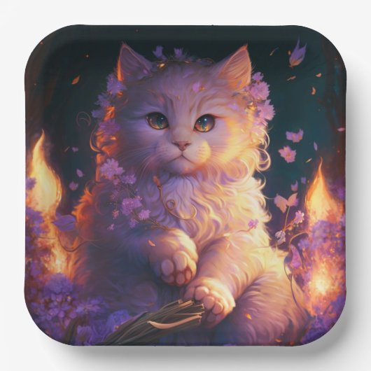 Assiettes en carton chat Fleur ペーパープレート (正面)