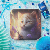 Assiettes en carton chat Fleur ペーパープレート (パーティー)