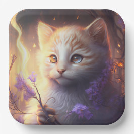 Assiettes en carton chat Fleur ペーパープレート