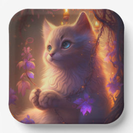 Assiettes en carton chat Fleur ペーパープレート