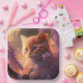 Assiettes en carton chat Fleur ペーパープレート (パーティー)