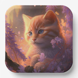 Assiettes en carton chat Fleur ペーパープレート