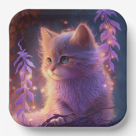 Assiettes en carton chat Fleur ペーパープレート