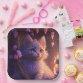 Assiettes en carton chat Fleur ペーパープレート (パーティー)