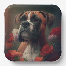 Assiettes en carton chien Boxer